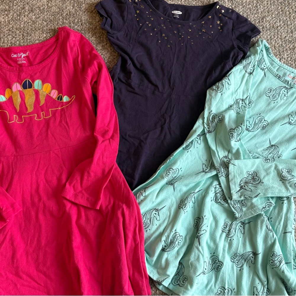 Cat & Jack Girls' Dress Trio - Pink, Black, Mint